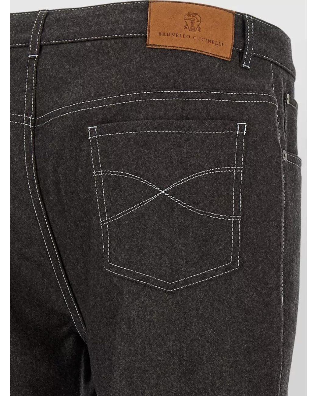 Brunello Cucinelli Gray Virgin Wool Straight-Leg Trousers for men