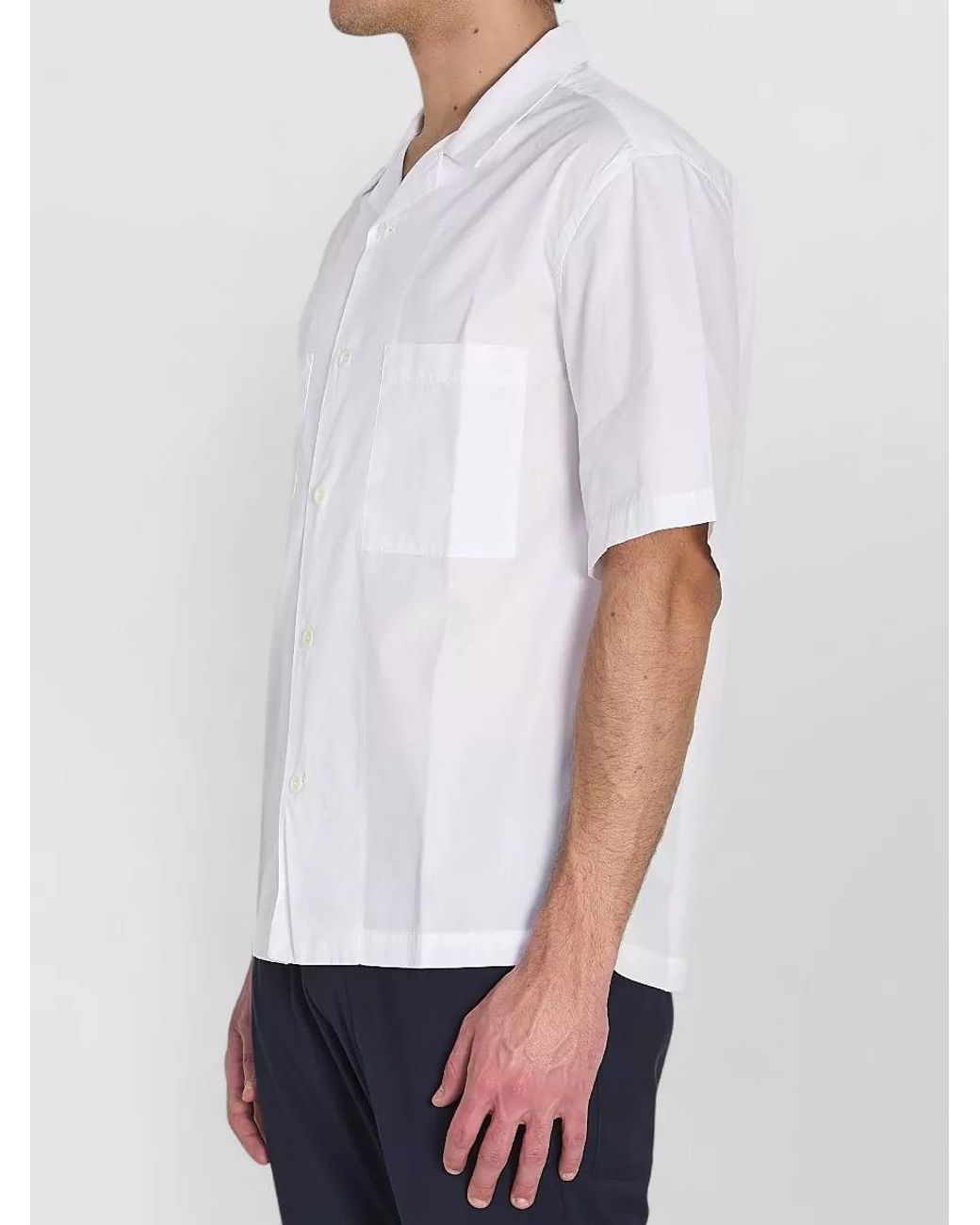 Barena White Cotton Regular-Fit Camp-Collar Short-Sleeve Shirt for men