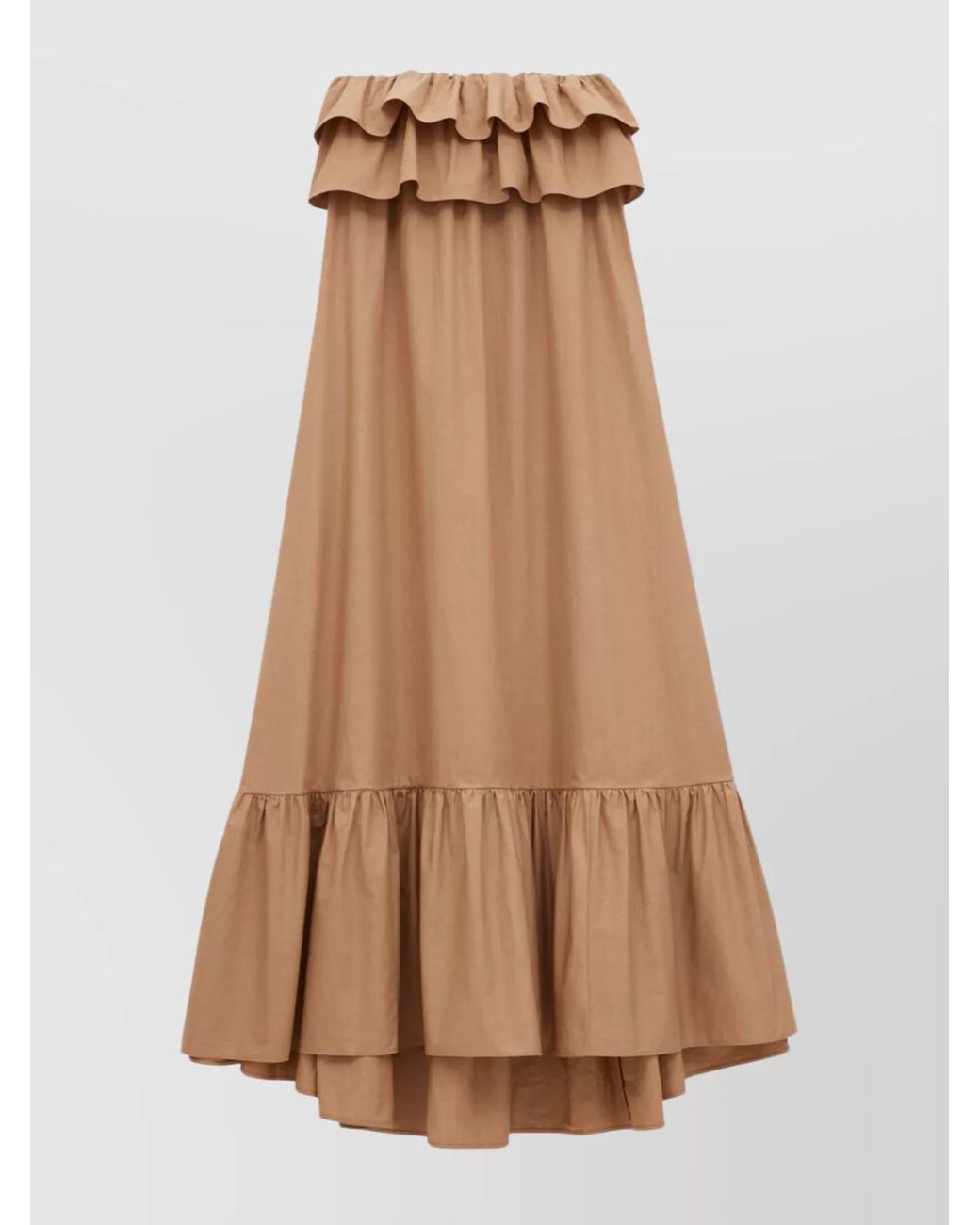 Saint Laurent Natural Cotton Twill Ruffle Dress