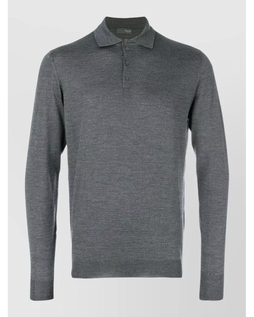 Drumohr Gray Merino Wool Polo Sweater for men
