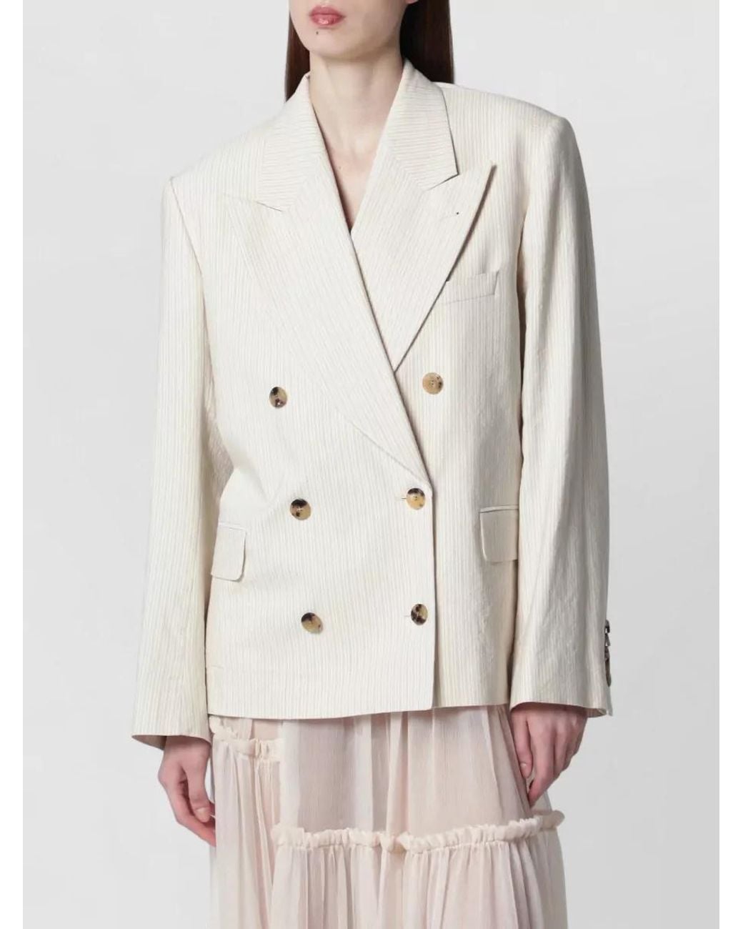 Dries Van Noten Natural Cotton Oversized Double-Breasted Coat