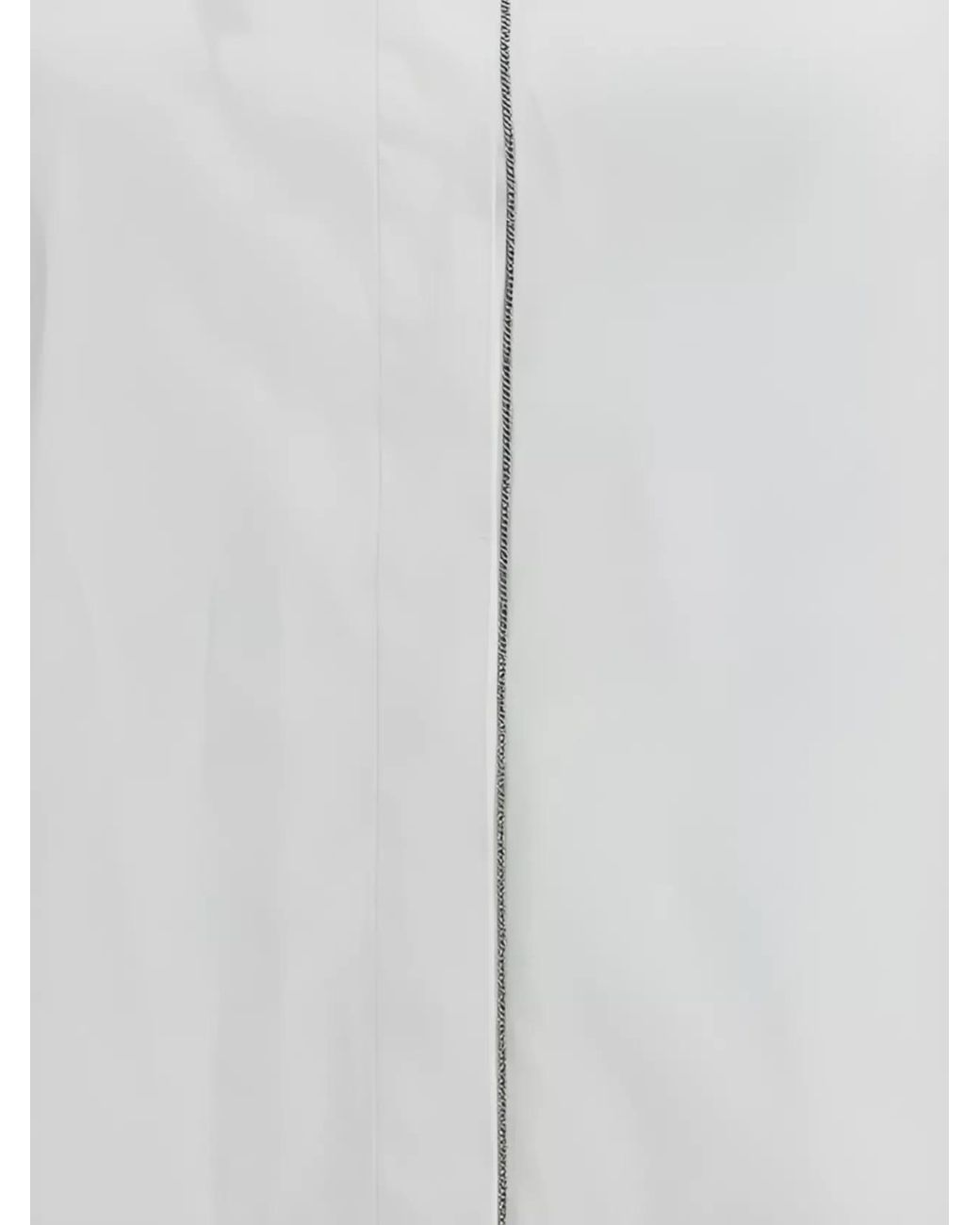 Brunello Cucinelli White Cotton Blend Shirt With Embellished Trim