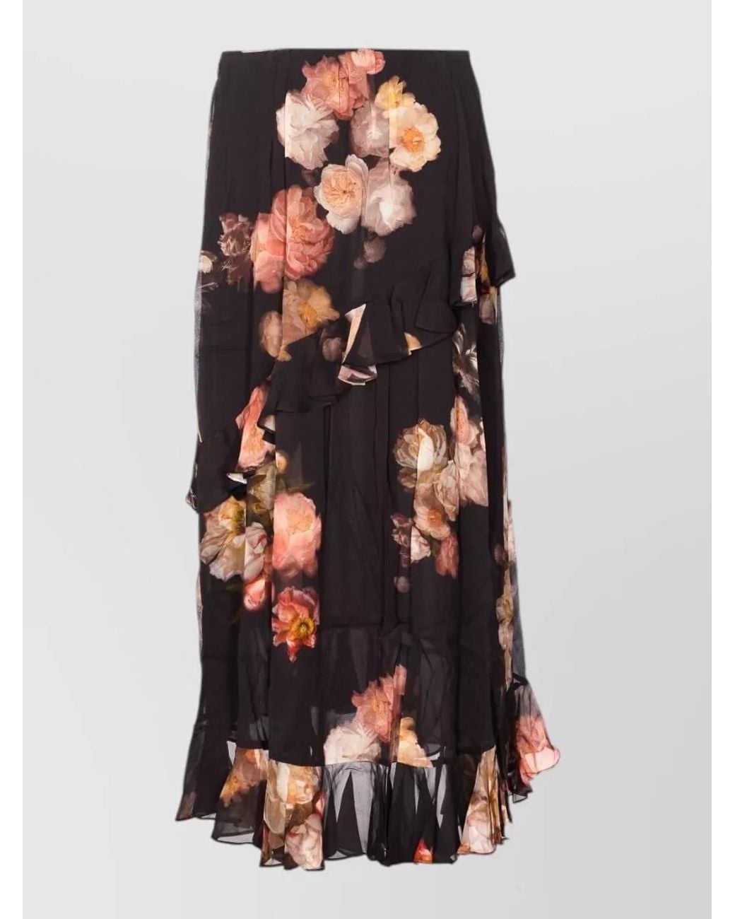 Zimmermann White Floral Asymmetric Midi Skirt