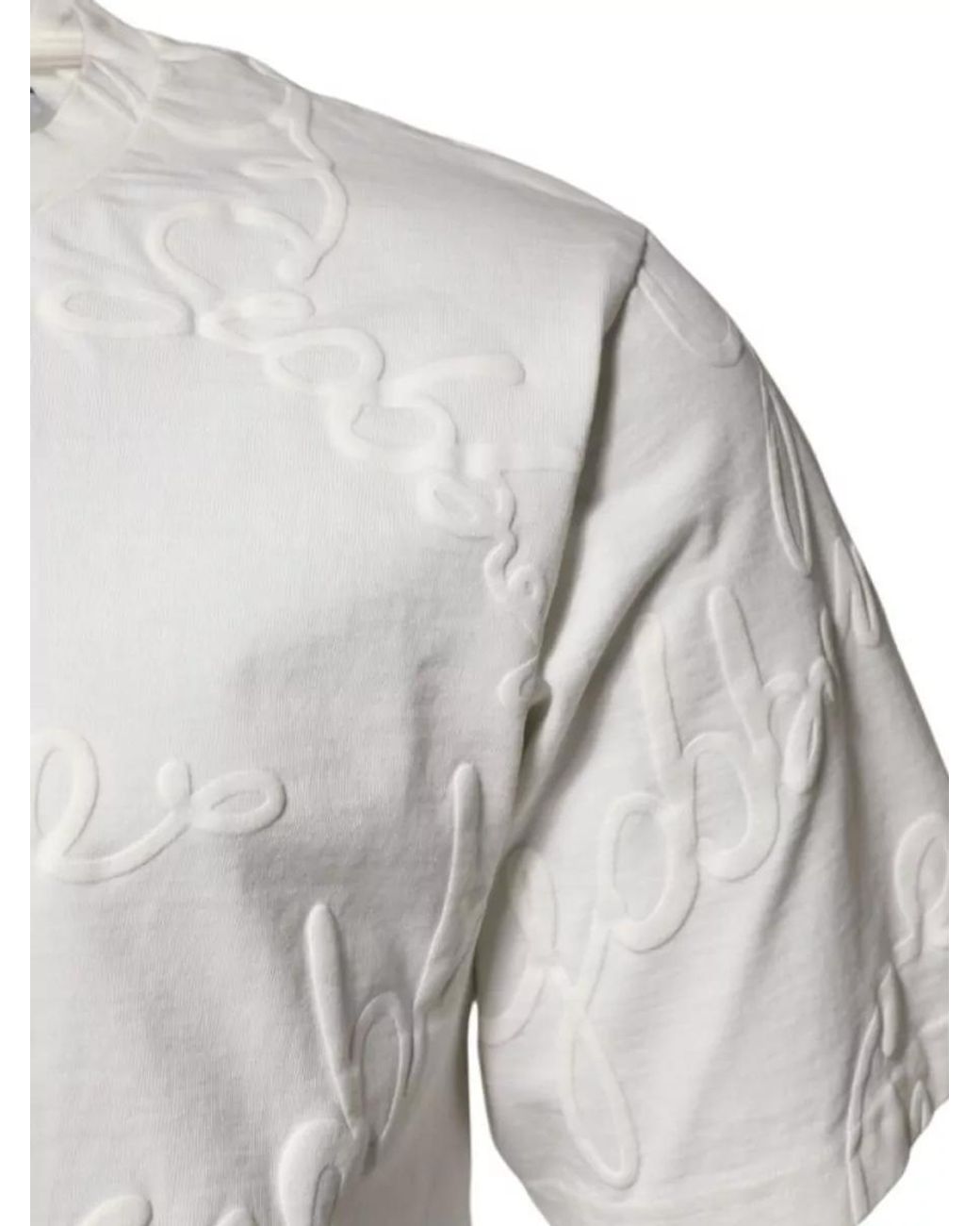 Dolce & Gabbana Natural Cotton Logo Embossed Crew Neck T-Shirt for men