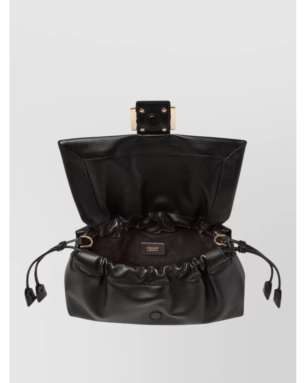 Fendi Black Baguette Medium Leather Clutch Bag