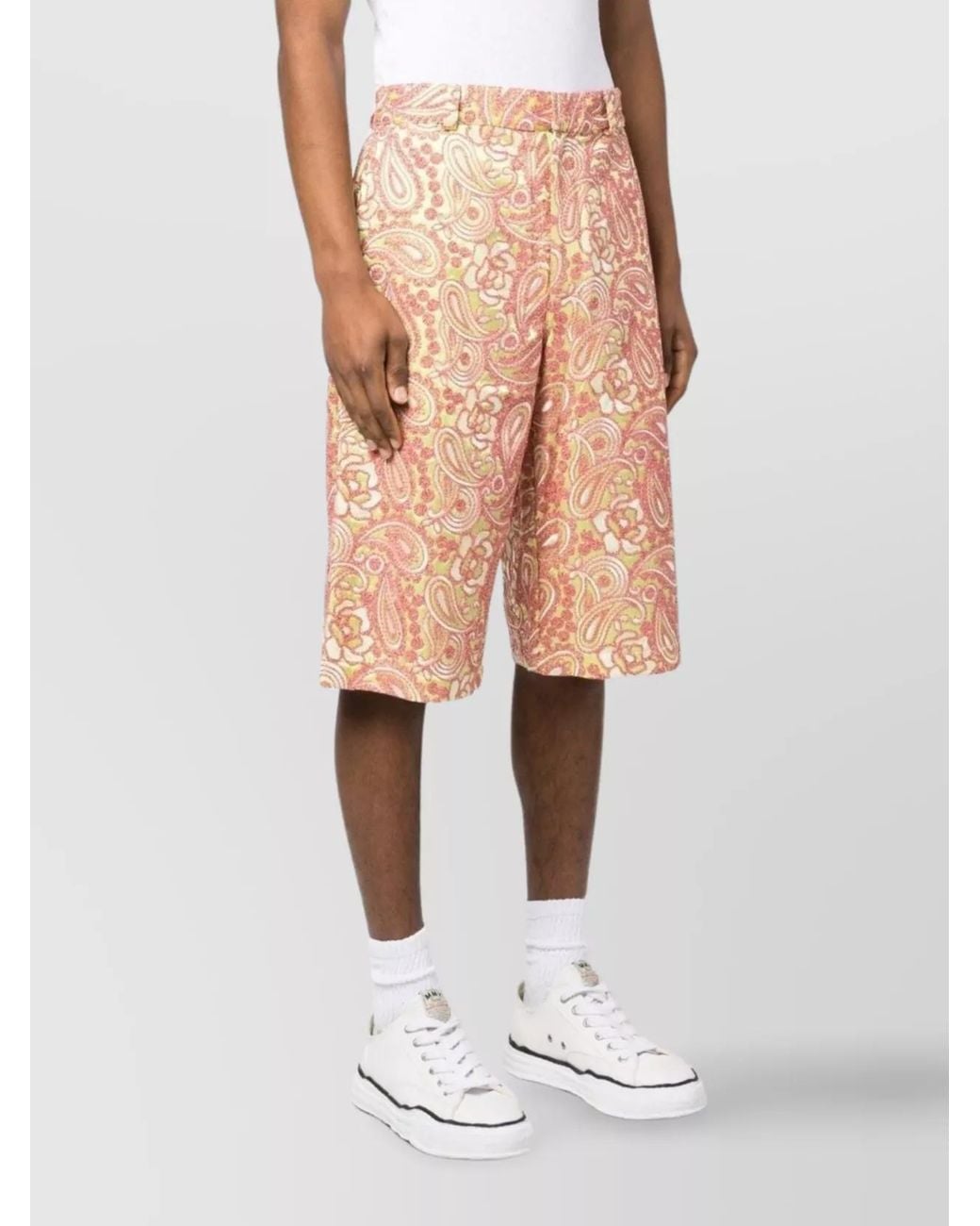 Bluemarble Pink Embroidered Knee-Length Tailored Shorts for men