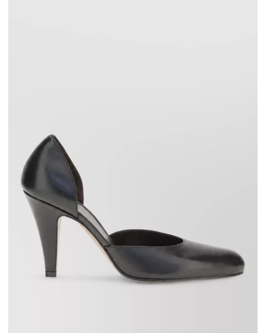 The Row Black Leather High Heel Pumps
