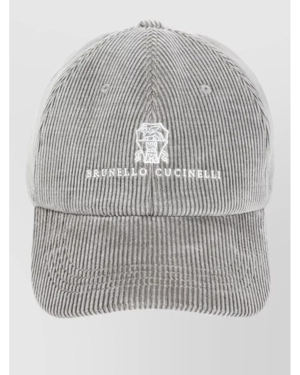 Brunello Cucinelli Gray Ribbed Corduroy Baseball Cap for men