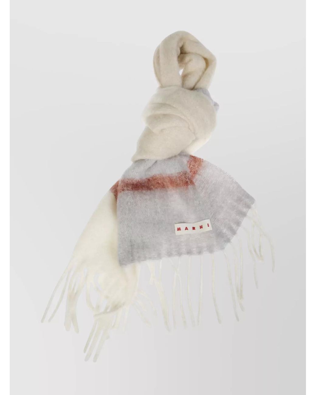 Marni Gray Striped Mohair Blend Scarf