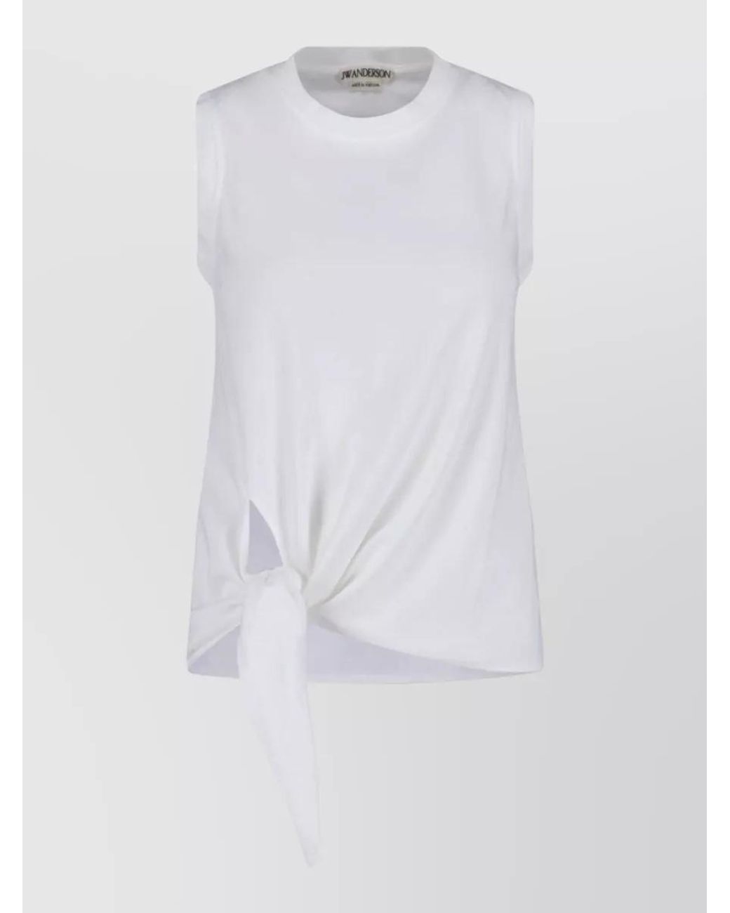 J.W. Anderson White Organic Cotton Ribbed Knot-Hem Tank Top