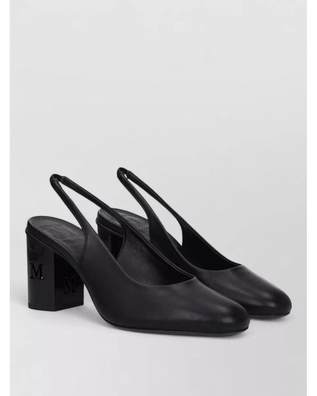 Max Mara Black Leather Slingback Sandals