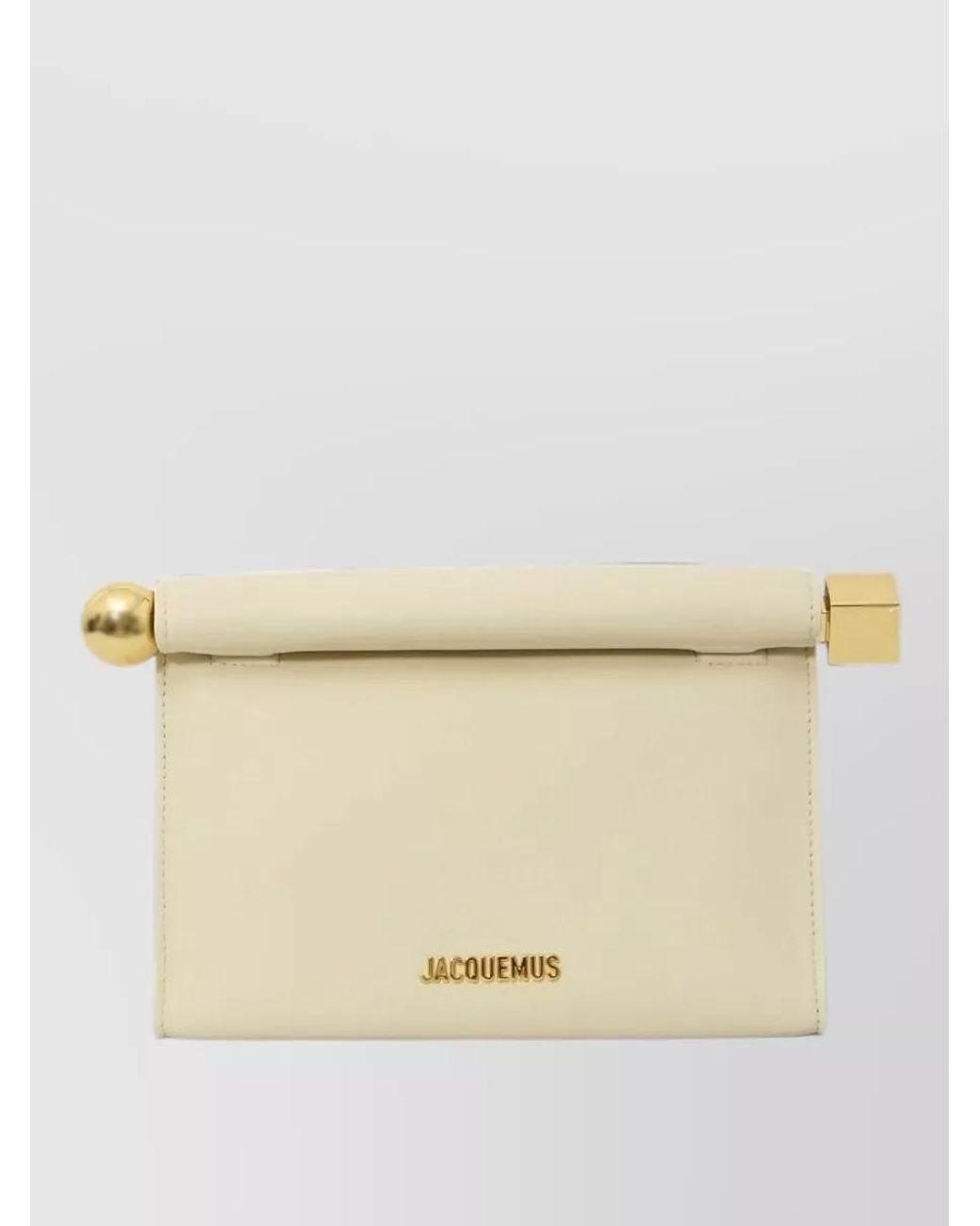 Jacquemus Natural Le Sac Rond Carre Lamb Leather Shoulder Bag