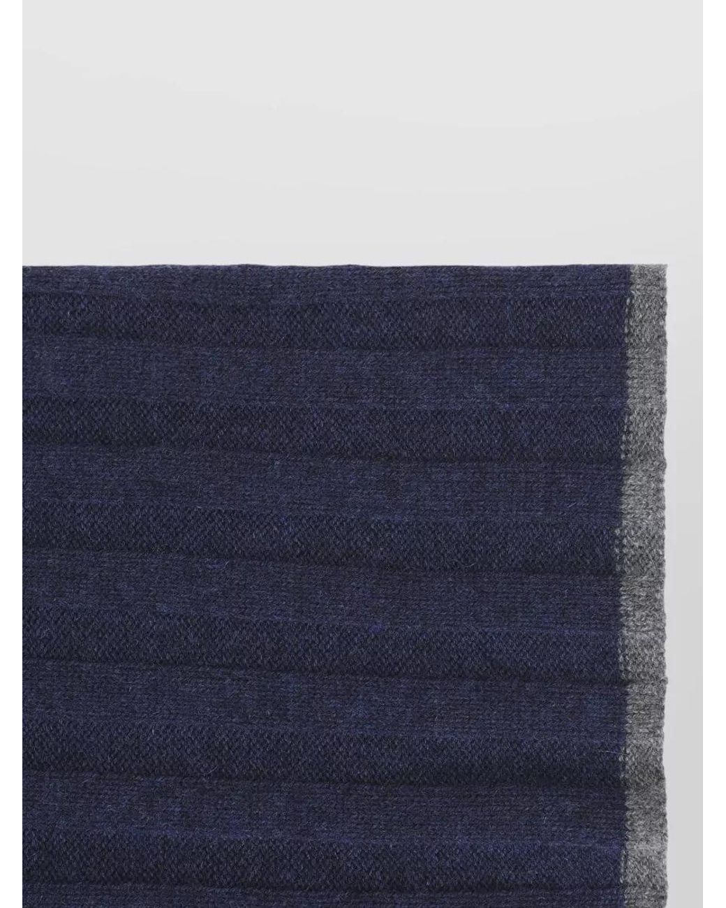 Brunello Cucinelli Blue Ribbed Cashmere Scarf for men