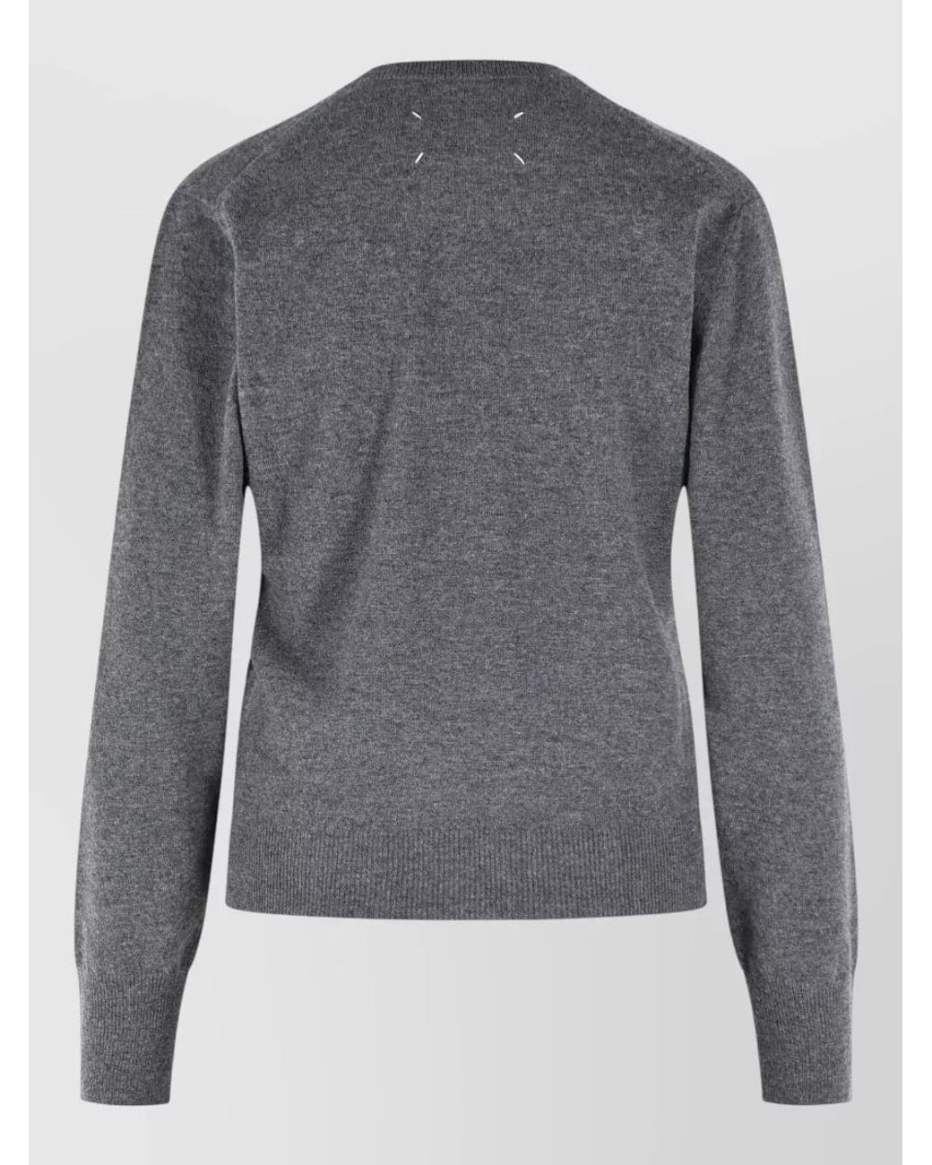 Maison Margiela Gray Virgin Wool Gathered V-Neck Sweater