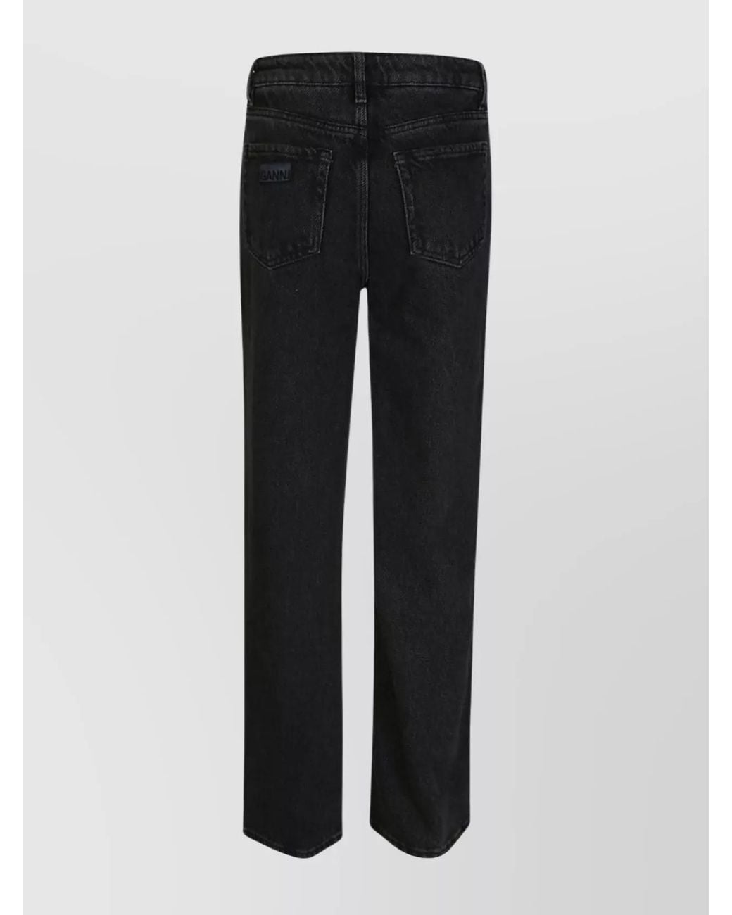 Ganni Black Denim Drawstring Wide-Leg Jeans