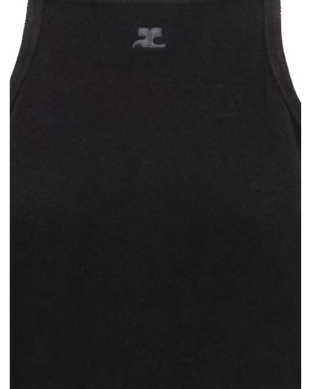 Courreges Black Logo Sleeveless Square-Neck Mini Dress