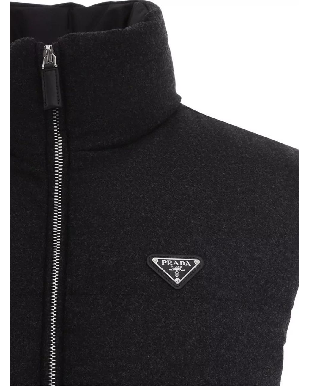 Prada Black Cashmere Wool Sleeveless Belted Coat