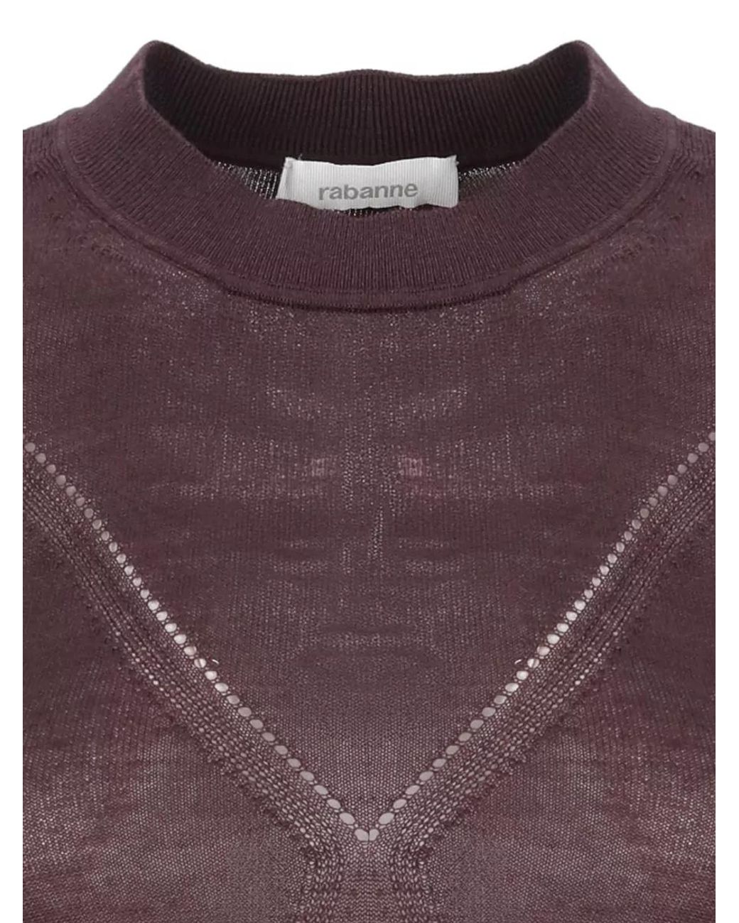 Rabanne Purple Merino Wool Silk Crewneck Sweater