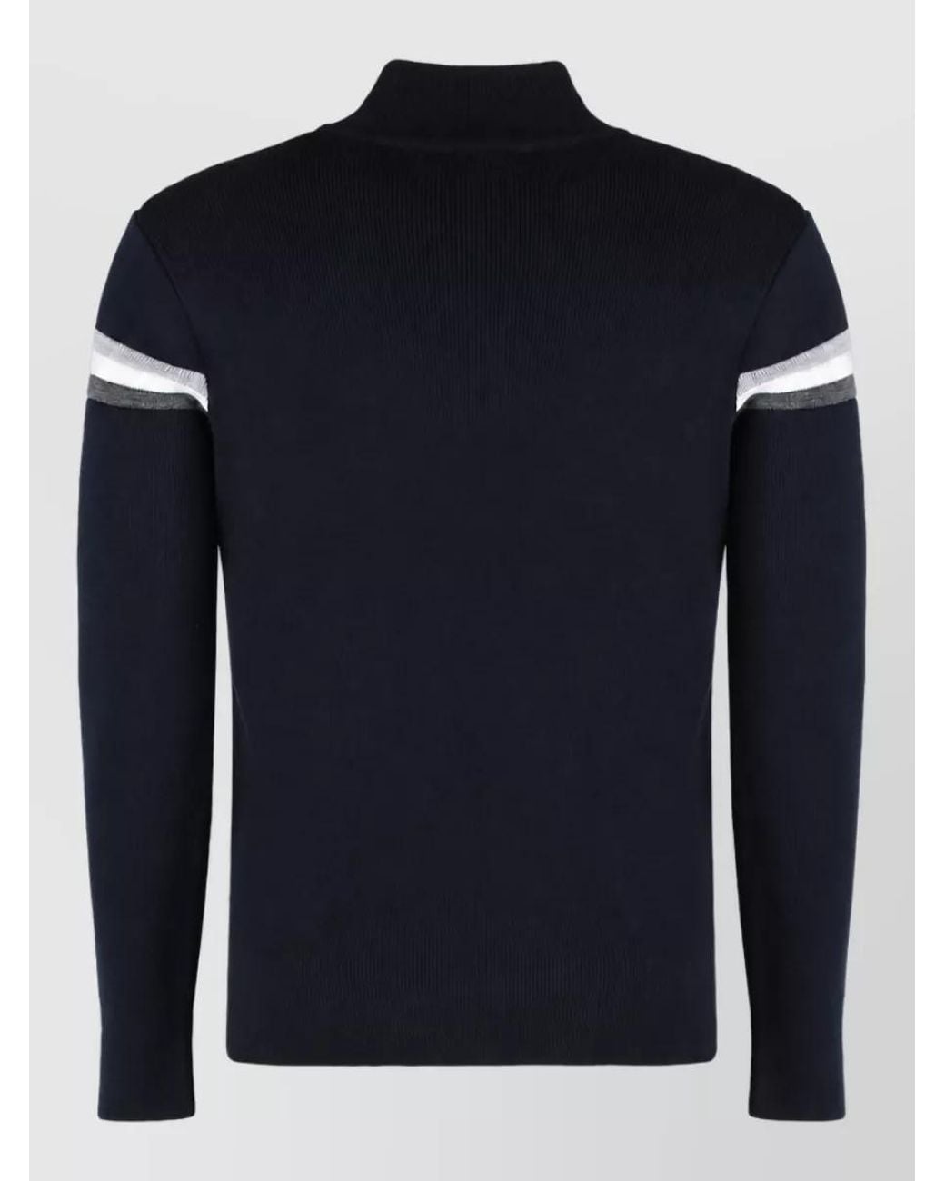 Fusalp Blue Merino Wool Ribbed Half Zip Turtleneck Sweater for men