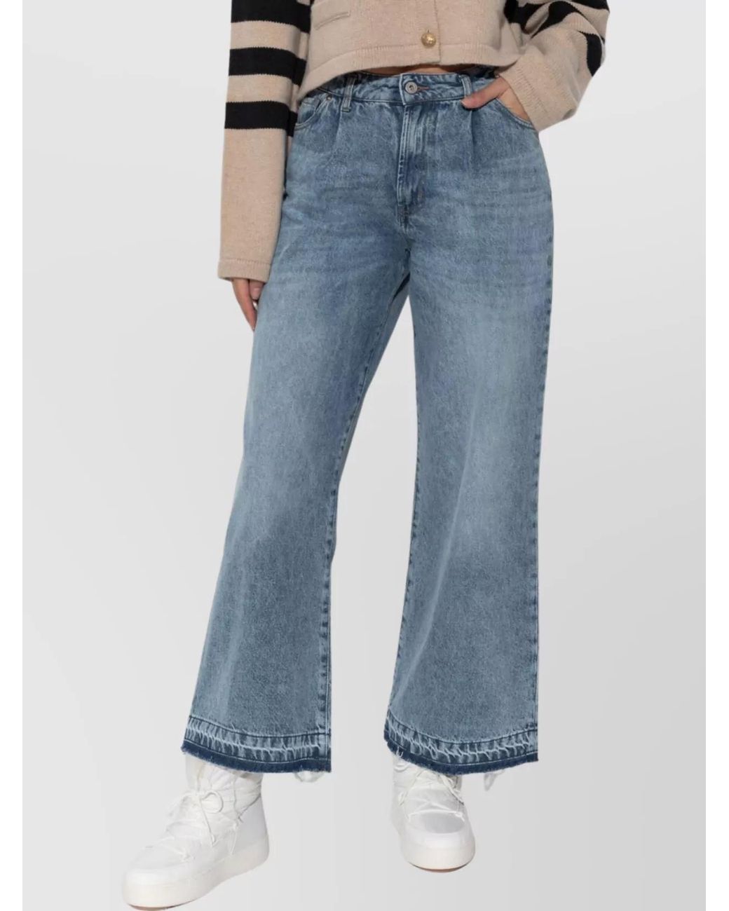 Halfboy Blue Denim Mid-Rise Pleated Wide-Leg Jeans