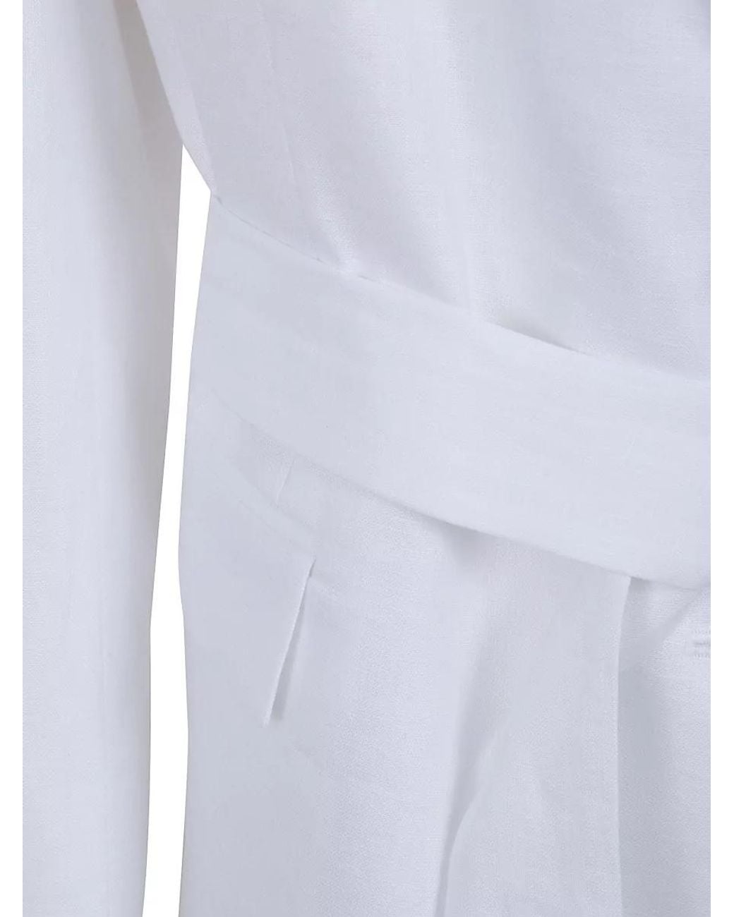 Semicouture Blue Linen Belted Jacket