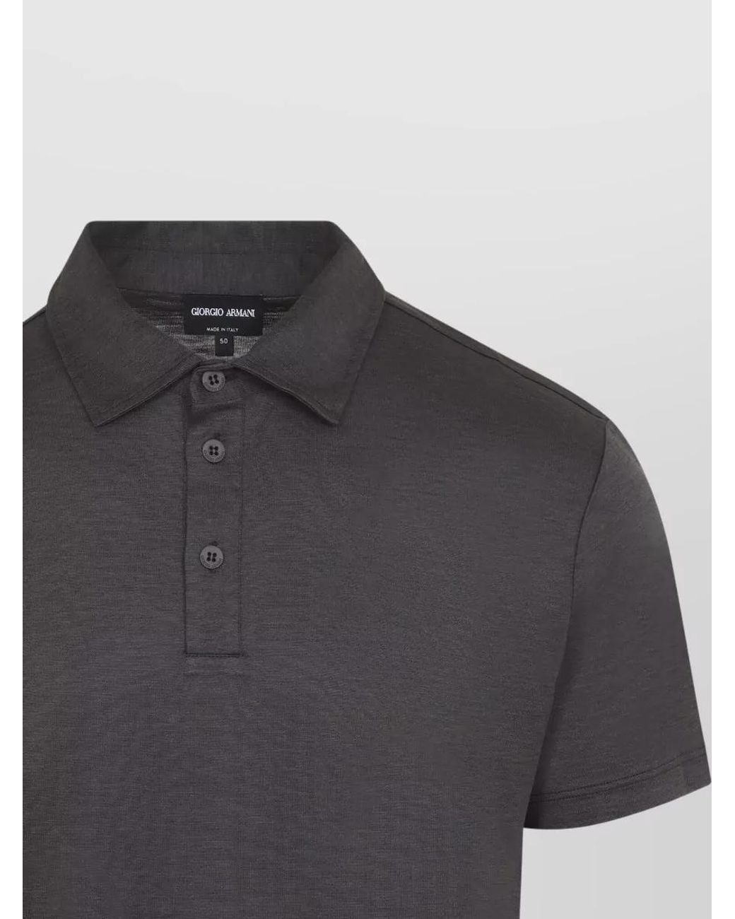 Giorgio Armani Black Silk Cotton Short-Sleeve Polo Shirt for men