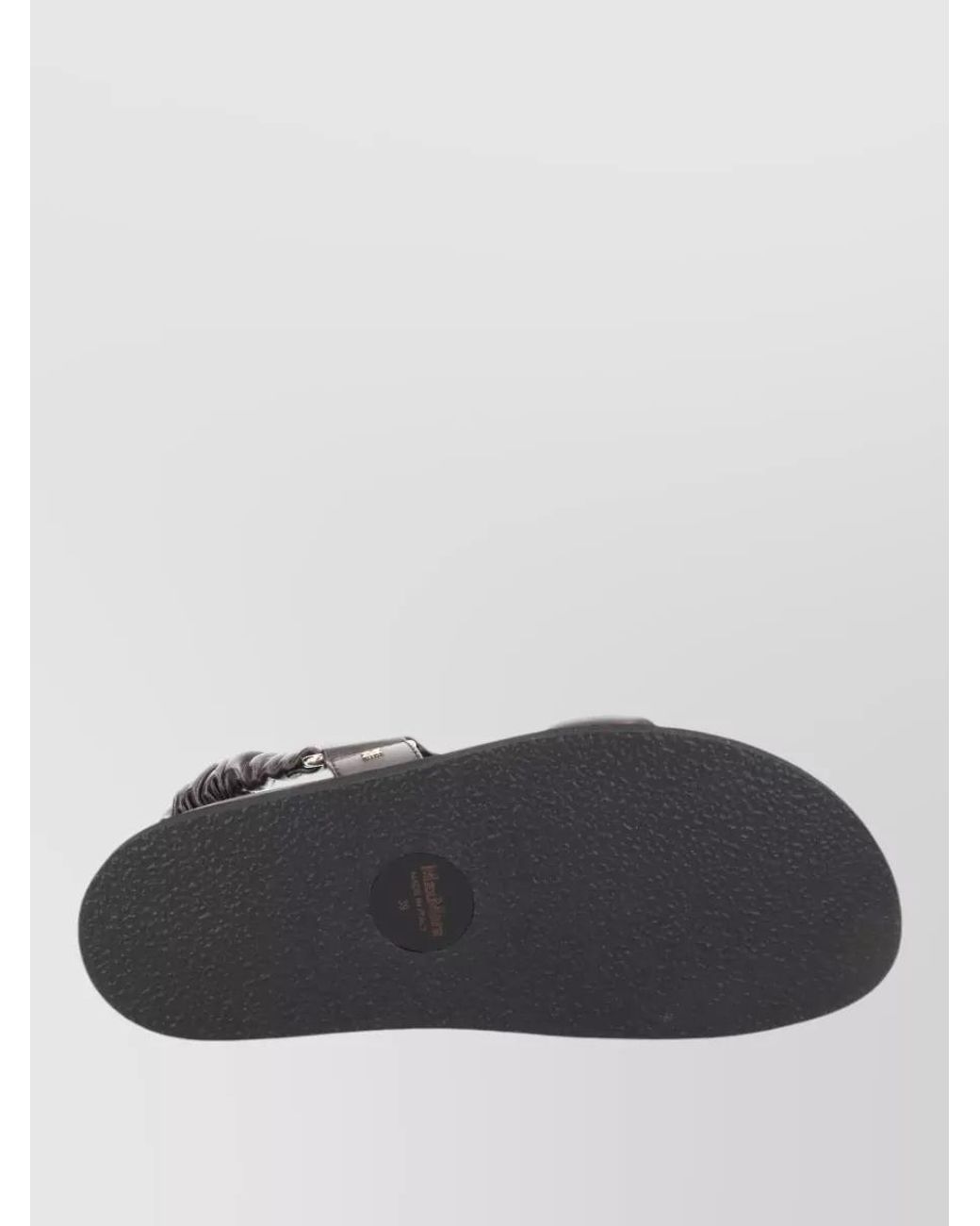 Max Mara Gray Leather Macro Slides