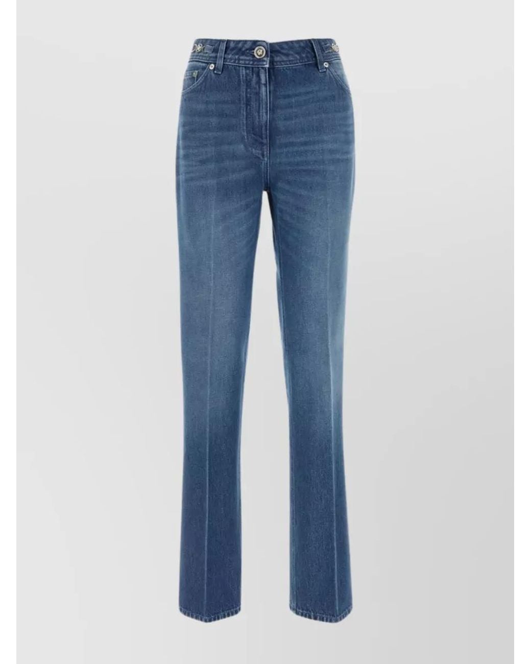 Versace Blue Denim Mid-Rise Straight-Leg Jeans