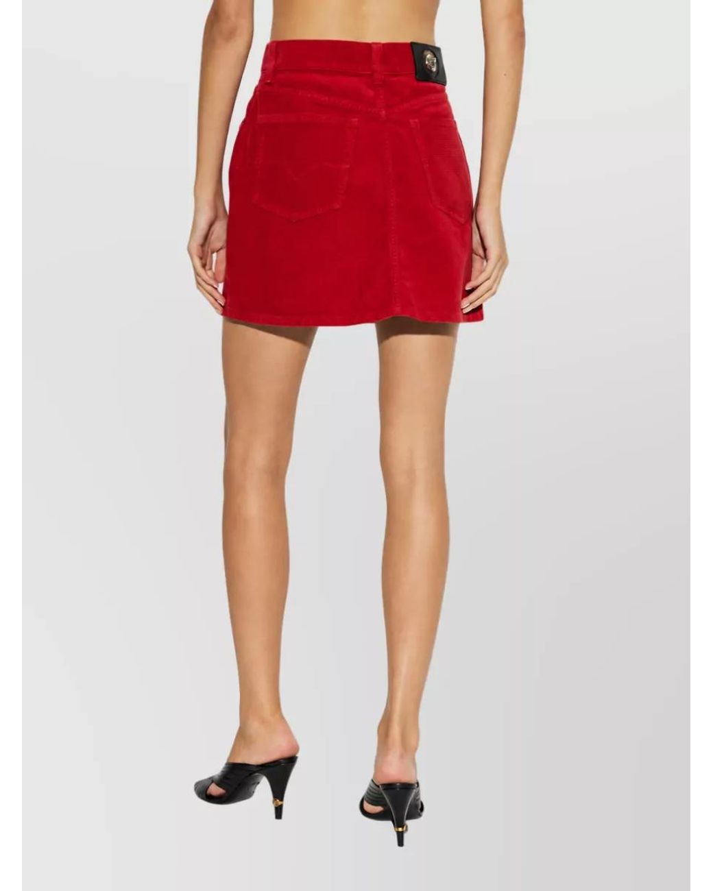 Versace Red Denim Mini Skirt