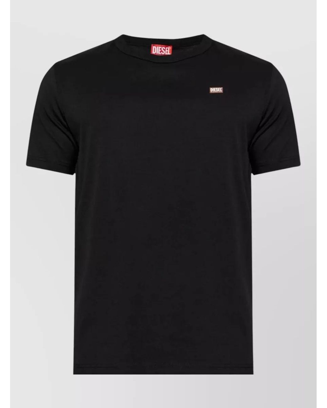 DIESEL Black Cotton Logo Patch Crew Neck T-Shirt for men