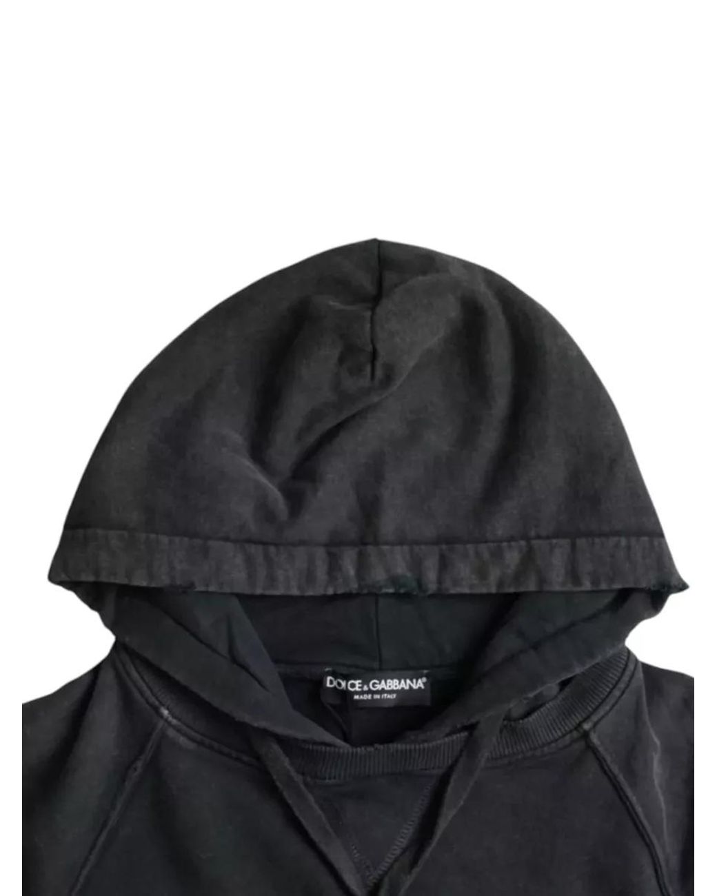 Dolce & Gabbana Black Cotton Cropped Short-Sleeve Hoodie for men