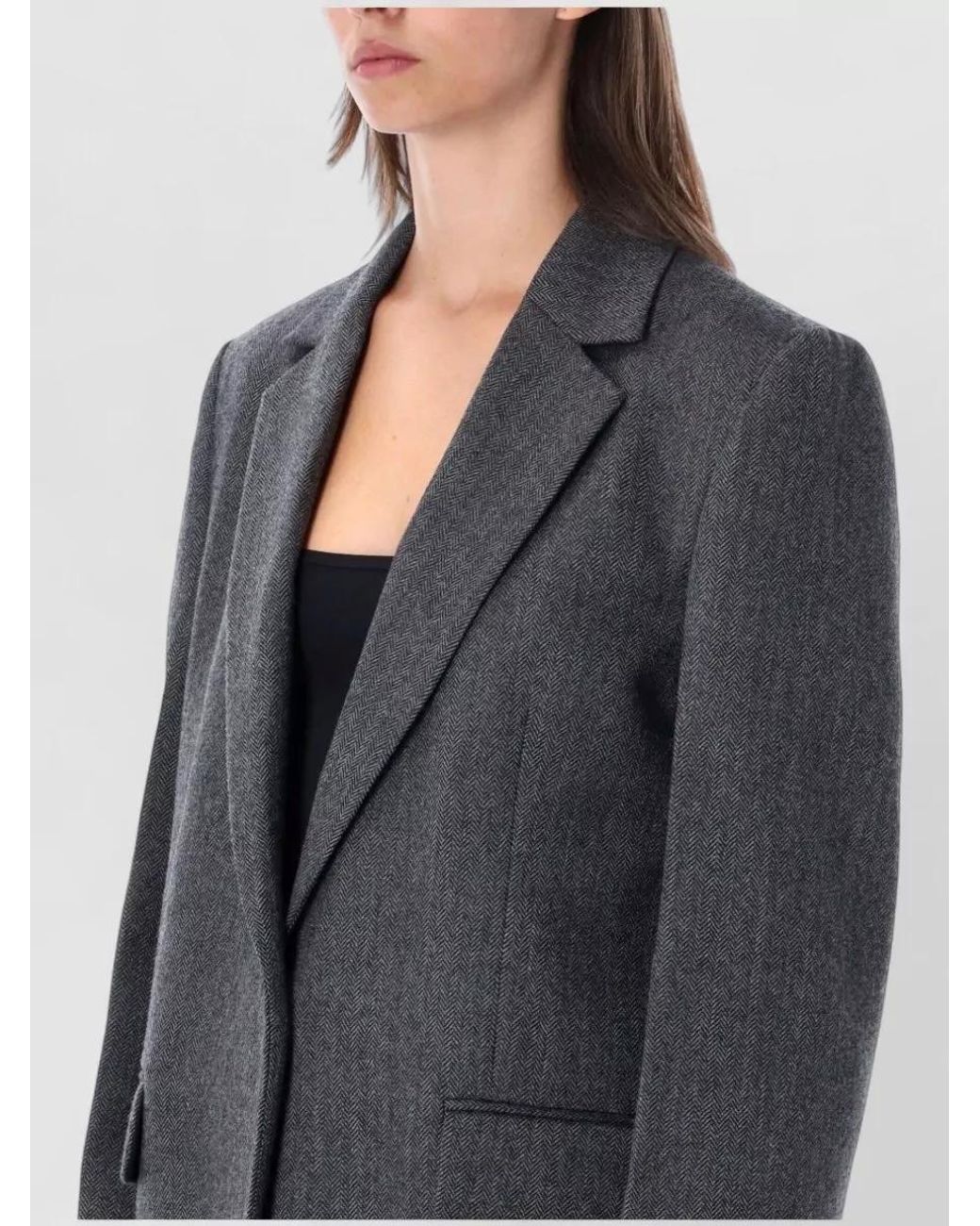 Totême  Gray Wool Oversized Herringbone Blazer