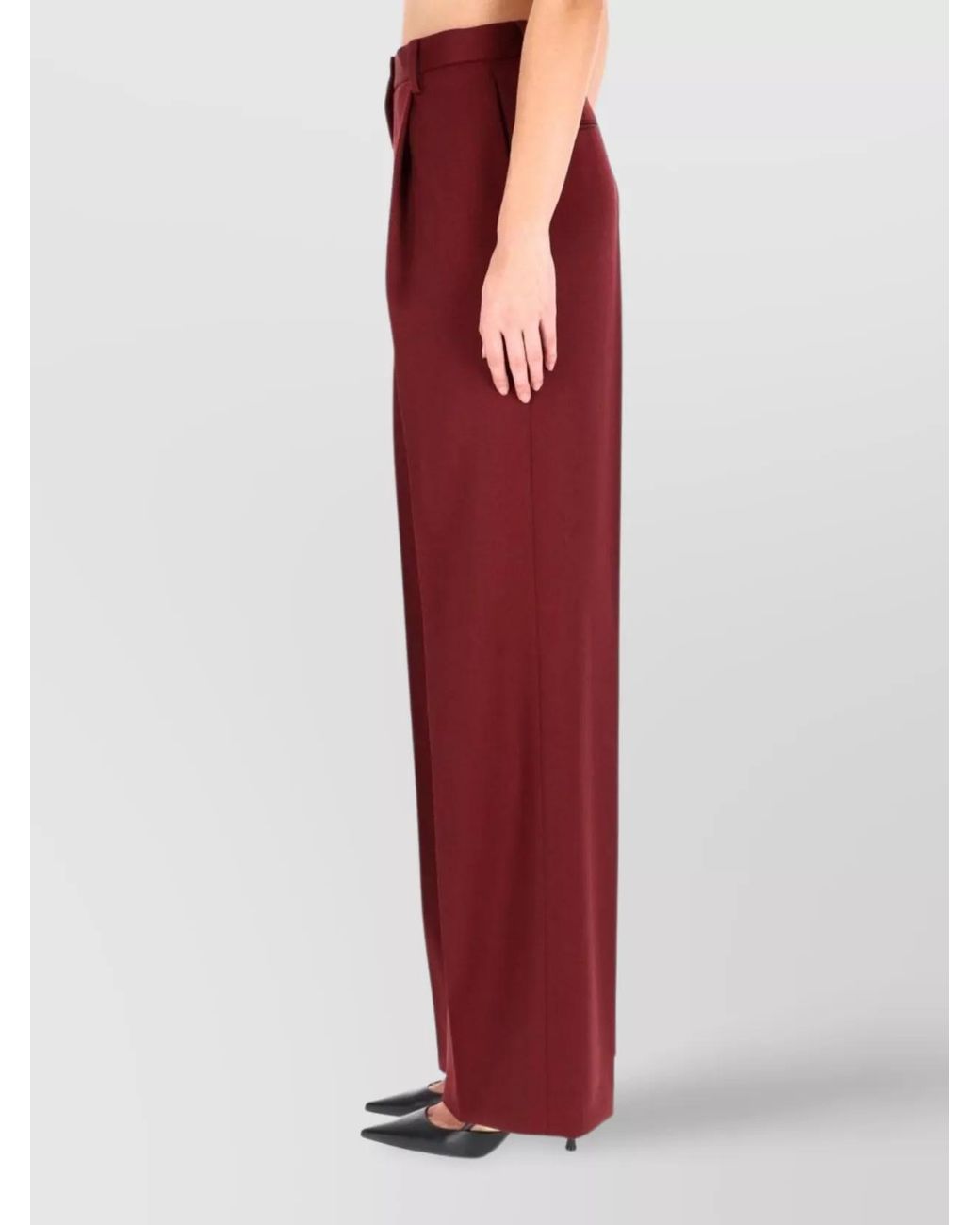 Dries Van Noten Red Wool Wide-Leg Trousers