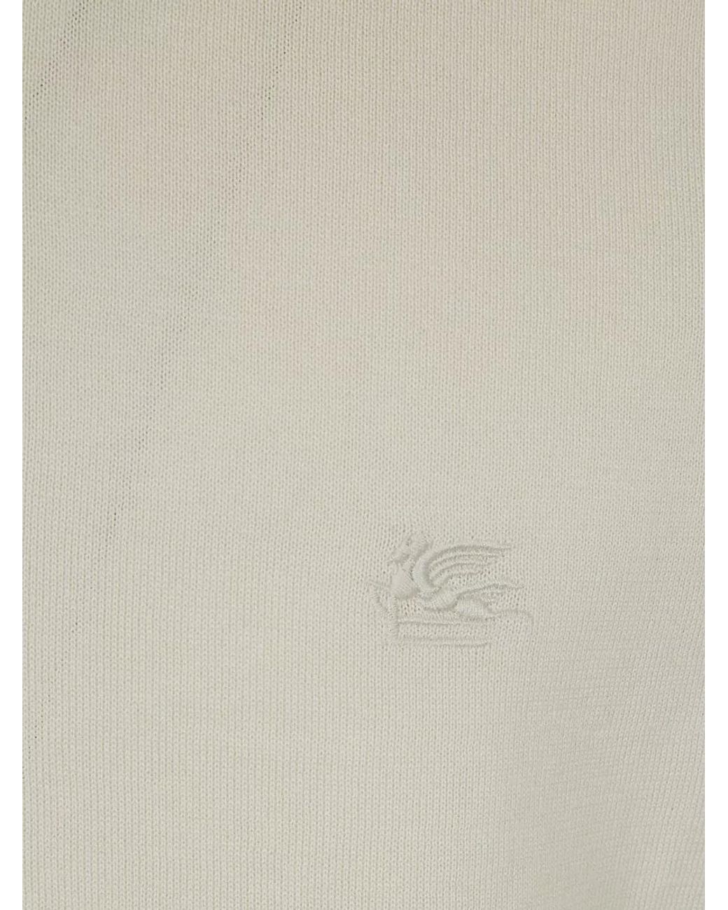 Etro Natural Knitted Cotton Short-Sleeve Polo Shirt for men