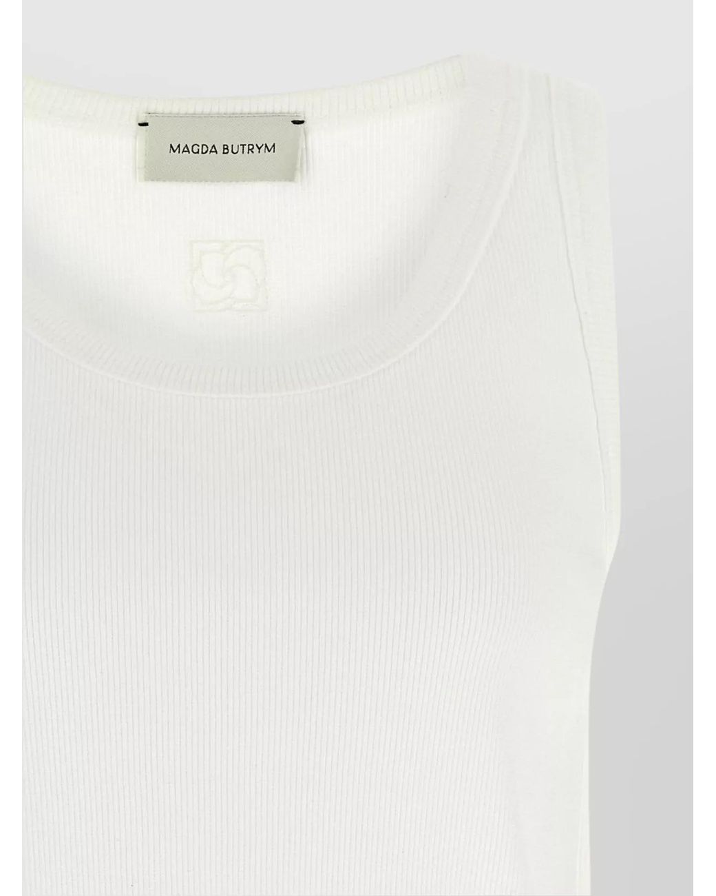 Magda Butrym White Ribbed Sleeveless Tank Top