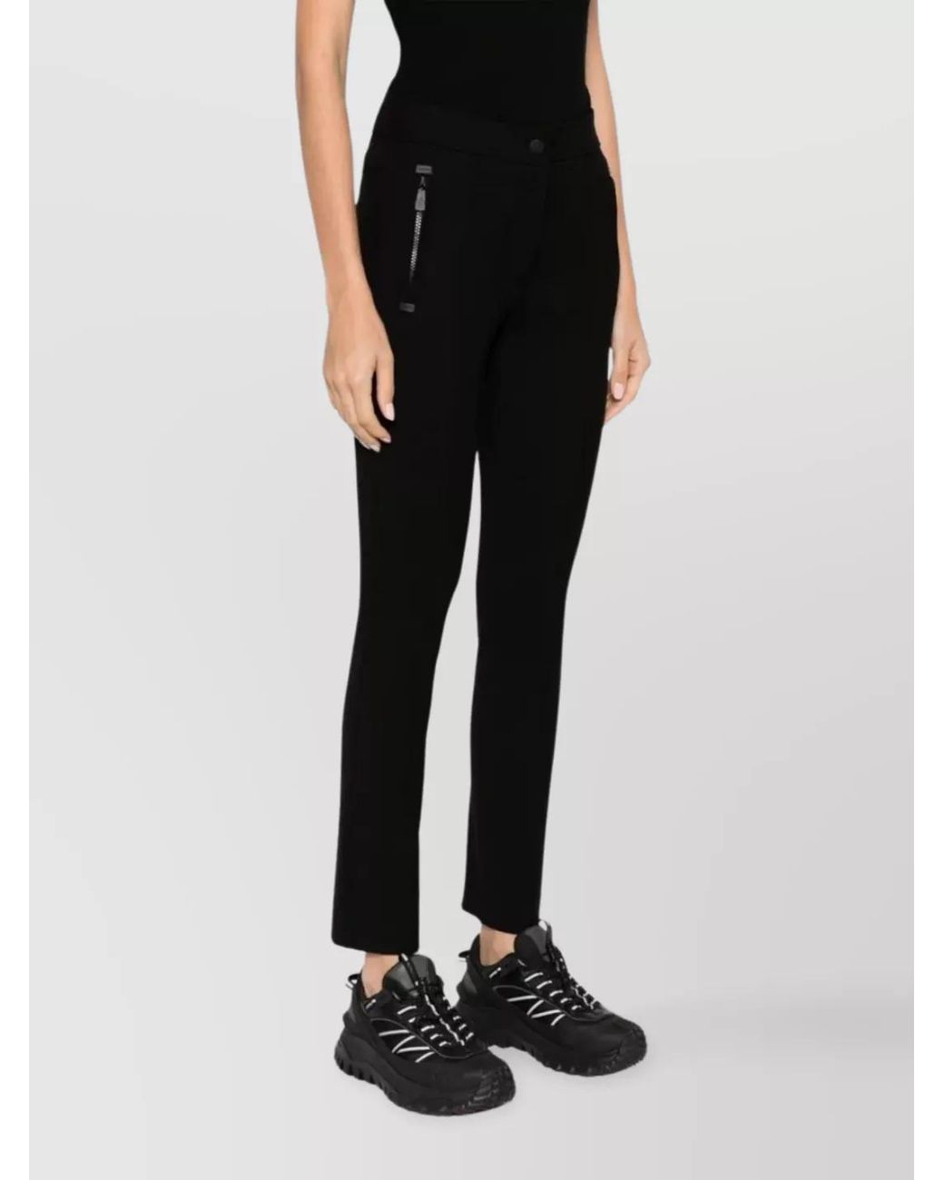 Moncler Black Mid-Rise Slim-Fit Trousers