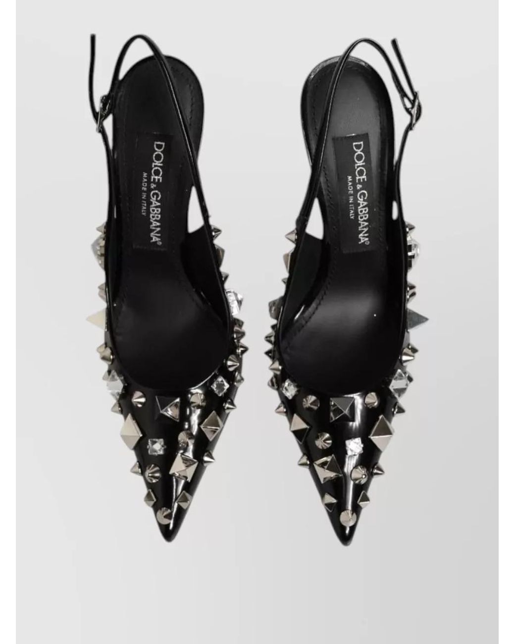 Dolce & Gabbana Brown Studded Leather Slingback Pumps