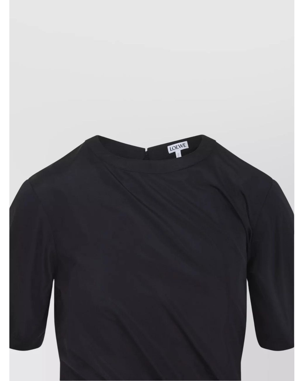 Loewe Black Draped Asymmetric Dress Short Sleeves