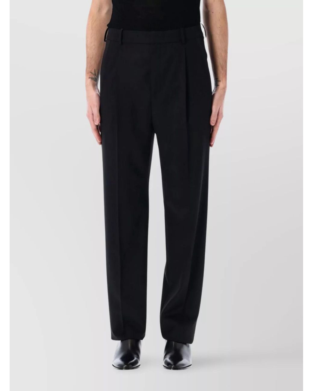 Saint Laurent Black Wool Single-Pleat Tailored Trousers for men
