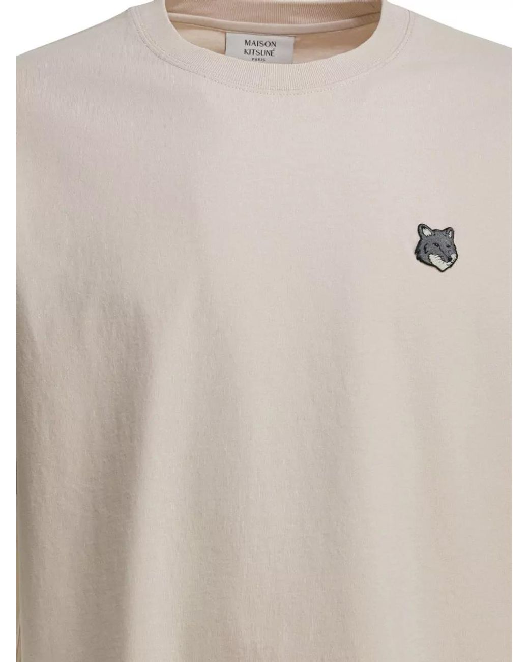 Maison Kitsuné Natural Organic Cotton Relaxed-Fit Crew-Neck Short-Sleeve T-Shirt for men