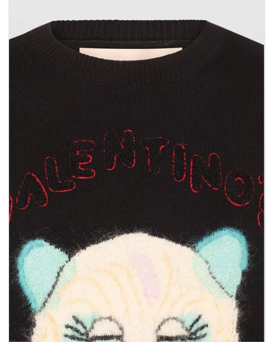 Valentino Black Ribbed Crewneck Sweater for men
