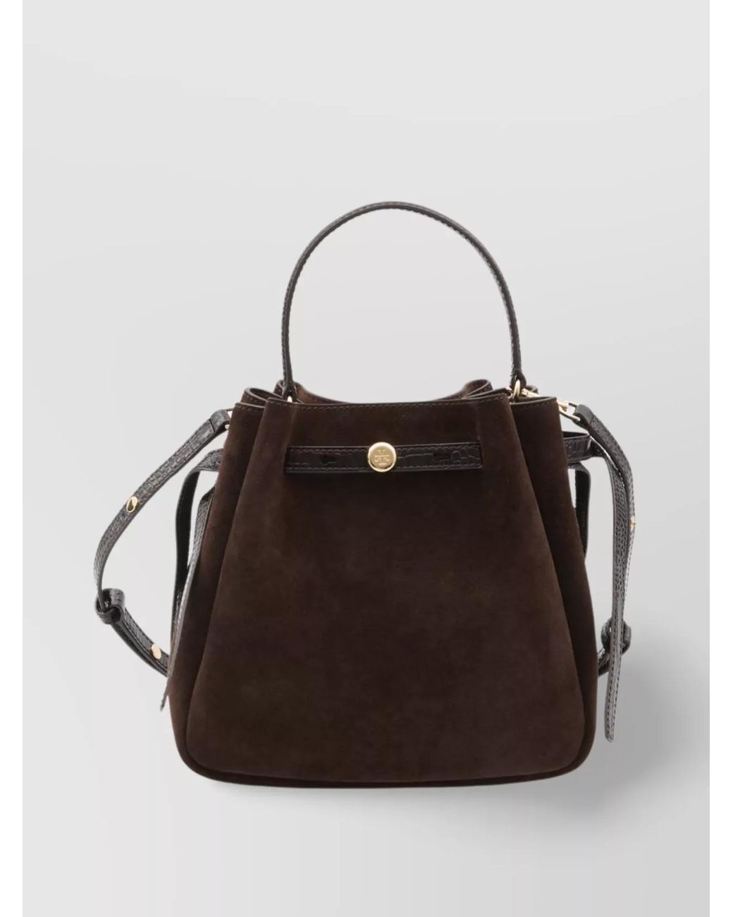 Tory Burch Black Suede Romy Bucket Bag