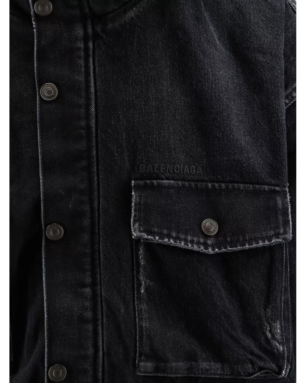 Balenciaga Black Denim Hooded Parka for men