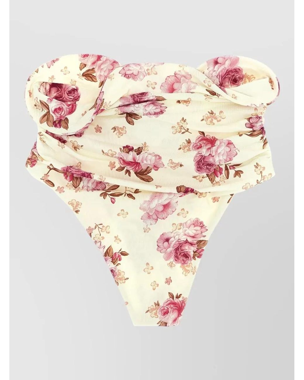 Magda Butrym Pink Floral-Print High-Rise Gathered Bikini Briefs