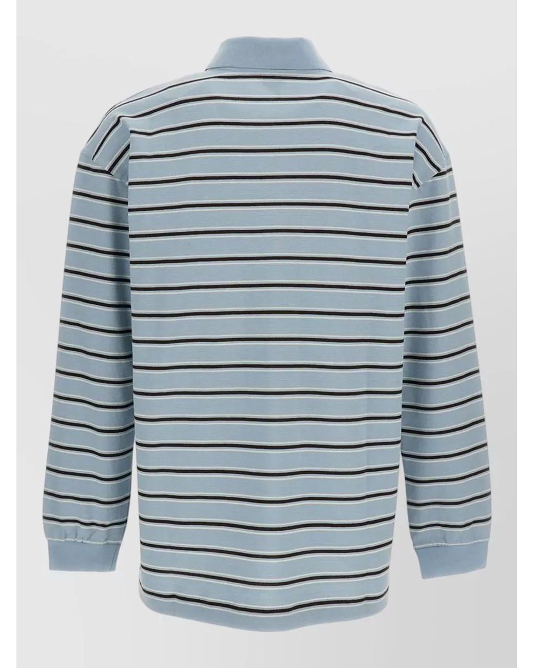 Bottega Veneta Blue Striped Cotton Long-Sleeve Polo Shirt for men