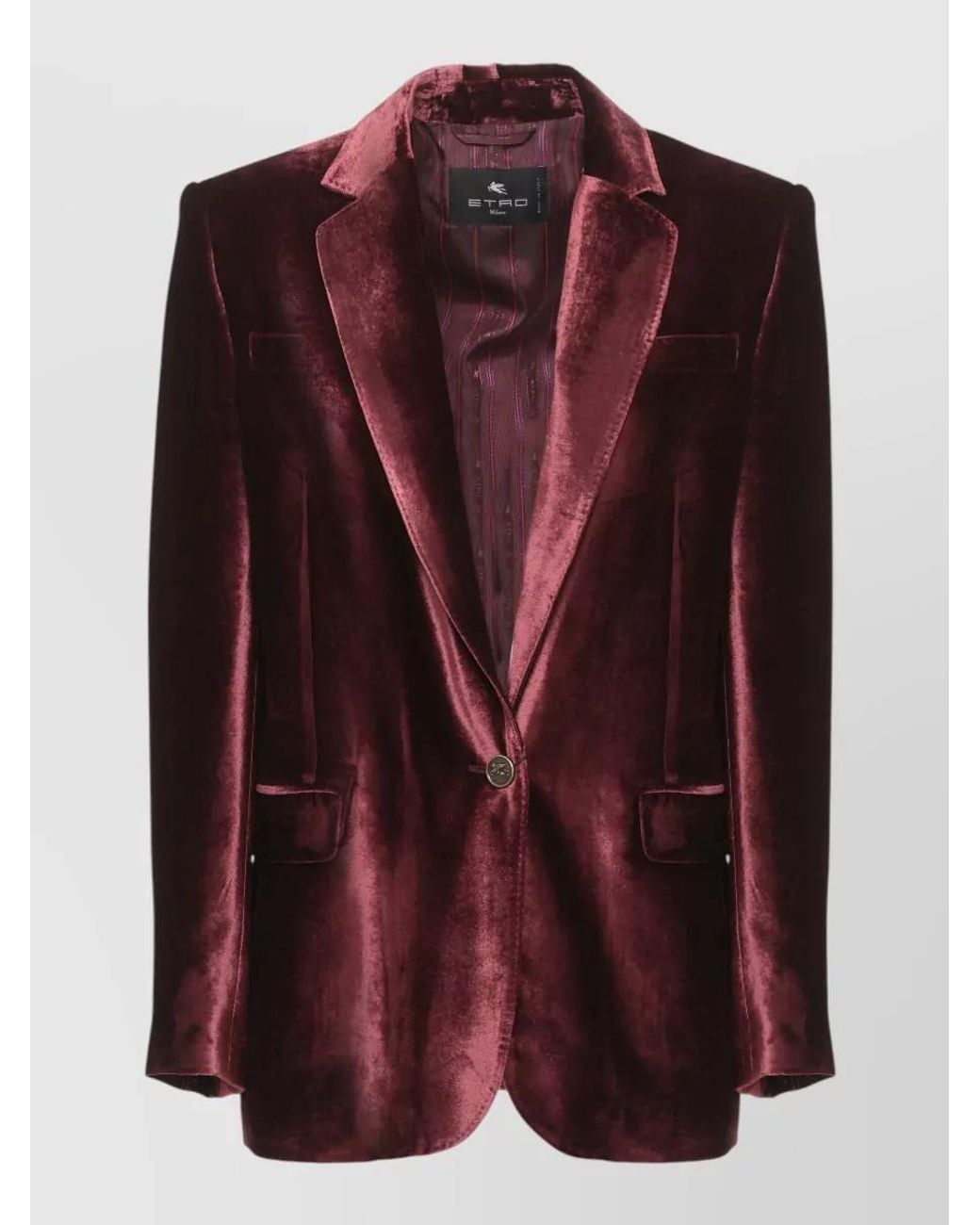 Etro Purple Silk-Blend Velvet Single-Breasted Blazer