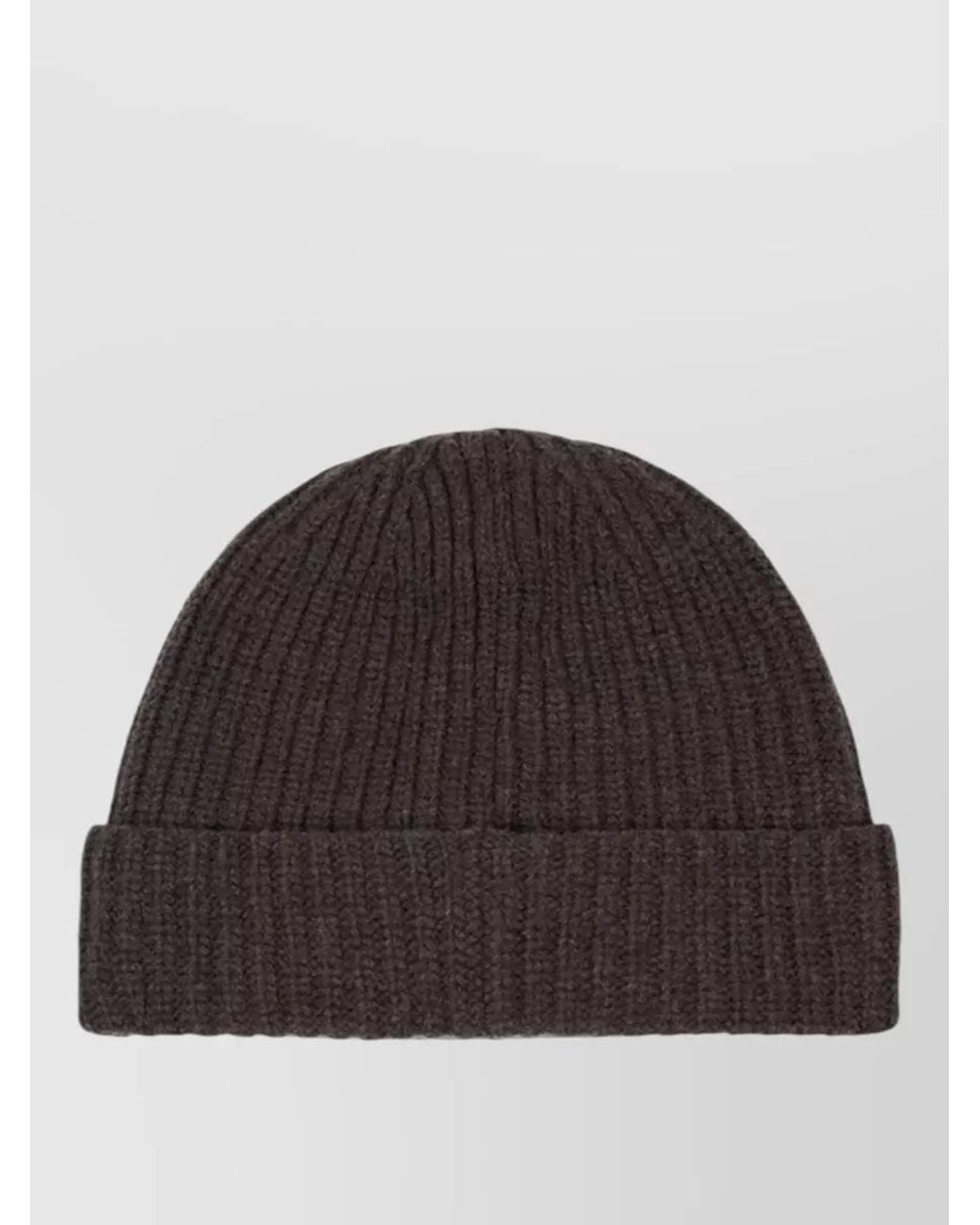 Stone Island Brown Ribbed Wool Beanie for men