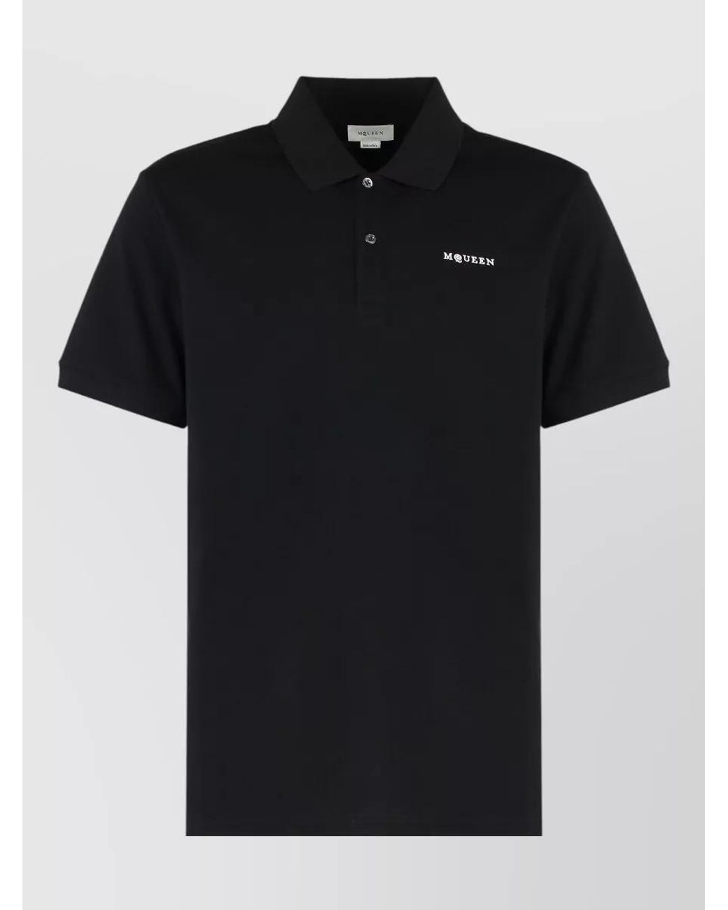 McQueen Black Cotton Piqué Polo Shirt for men