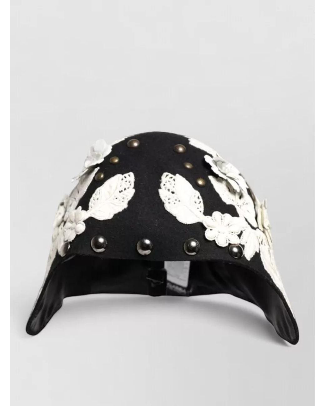 Dolce & Gabbana Black Wool Floral Cloche Hat