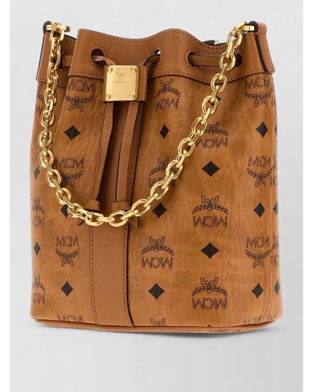 MCM Brown Dessau Printed Bucket Bag